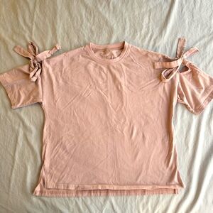Friful Ballet Pink Bow Sleeve XL Cotton Tshirt